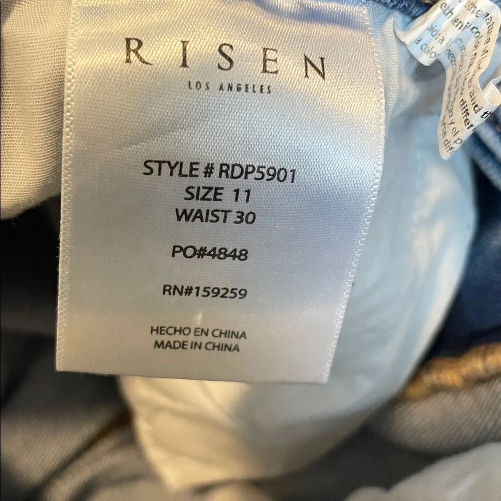 Risen Jeans RDP5901 High Rise‎ Barrel Medium Wash Adjustable Cuff Hem Size 30/11